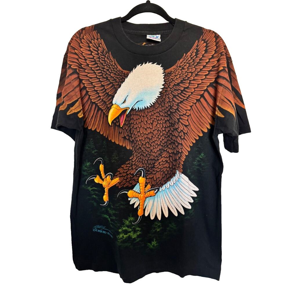 Liquid Blue Majestic Eagle Black T-Shirt